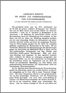 Anselmus de Boodt als Wissenschafter und Naturphilosoph